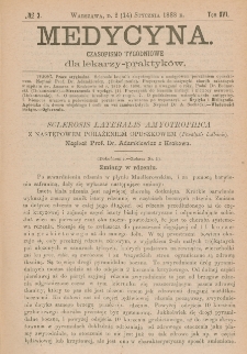 Medycyna : czasopismo tygodniowe dla lekarzy praktyków 1888, T.XVI, nr 2