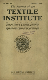 The Journal of the Textile Institute Vol. XXII No. 1 (1931)