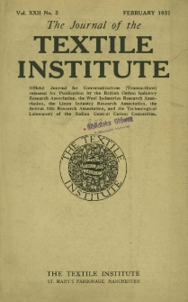 The Journal of the Textile Institute Vol. XXII No. 2 (1931)