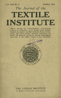 The Journal of the Textile Institute Vol. XXII No. 3 (1931)
