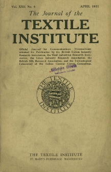 The Journal of the Textile Institute Vol. XXII No. 4 (1931)