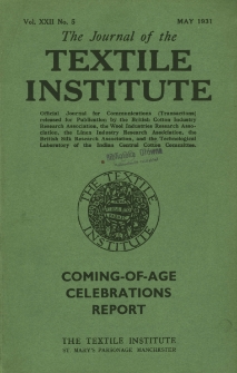 The Journal of the Textile Institute Vol. XXII No. 5 (1931)