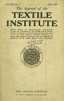 The Journal of the Textile Institute Vol. XXII No. 7 (1931)