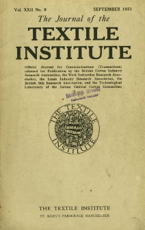 The Journal of the Textile Institute Vol. XXII No. 9 (1931)
