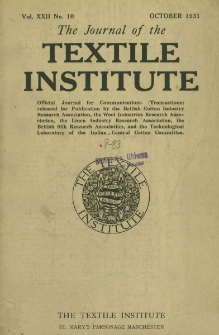 The Journal of the Textile Institute Vol. XXII No. 10 (1931)