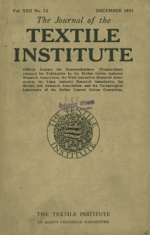 The Journal of the Textile Institute Vol. XXII No. 12 (1931)