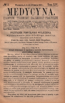 Medycyna : czasopismo tygodniowe dla lekarzy praktyków 1886, T. XIV, nr 3