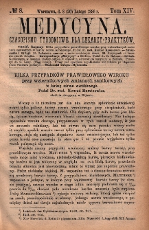 Medycyna : czasopismo tygodniowe dla lekarzy praktyk&oacute;w 1886, T. XIV, nr 8