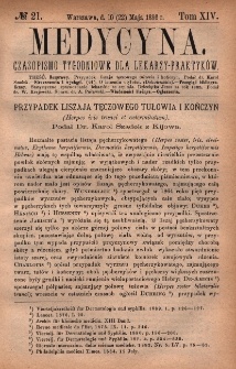 Medycyna : czasopismo tygodniowe dla lekarzy praktyków 1886, T. XIV, nr 21