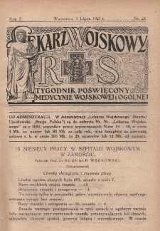 Lekarz wojskowy: tygodnik poświęcony medycynie wojskowej i ogólnej 1921, R. II, nr 28