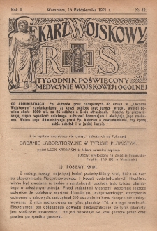 Lekarz wojskowy: tygodnik poświęcony medycynie wojskowej i ogólnej 1921, R. II, nr 42