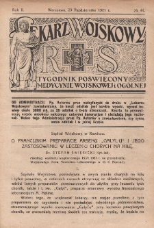 Lekarz wojskowy: tygodnik poświęcony medycynie wojskowej i ogólnej 1921, R. II, nr 44