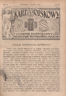 Lekarz wojskowy: tygodnik poświęcony medycynie wojskowej i ogólnej 1921, R. II, nr 49
