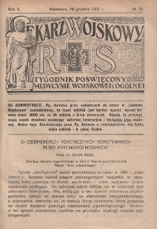 Lekarz wojskowy: tygodnik poświęcony medycynie wojskowej i ogólnej 1921, R. II, nr 50
