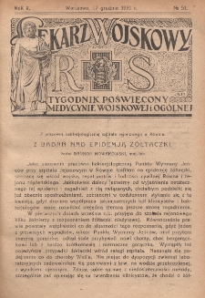 Lekarz wojskowy: tygodnik poświęcony medycynie wojskowej i ogólnej 1921, R. II, nr 51
