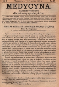 Medycyna : czasopismo tygodniowe dla lekarzy praktyków 1887, T.XV, nr 8