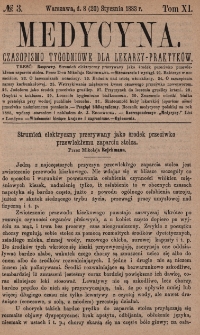 Medycyna : czasopismo tygodniowe dla lekarzy praktyków 1883, T. XI, nr 3