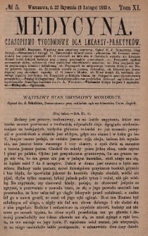 Medycyna : czasopismo tygodniowe dla lekarzy praktyków 1883, T. XI, nr 5