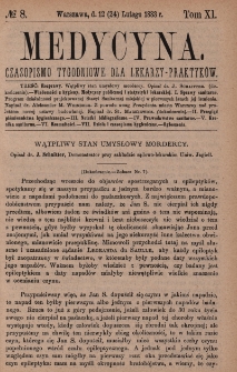 Medycyna : czasopismo tygodniowe dla lekarzy praktyków 1883, T. XI, nr 8