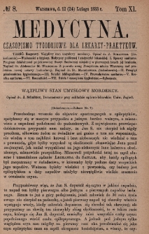 Medycyna : czasopismo tygodniowe dla lekarzy praktyków 1883, T. XI, nr 8