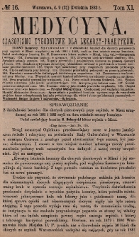 Medycyna : czasopismo tygodniowe dla lekarzy praktyków 1883, T. XI, nr 16