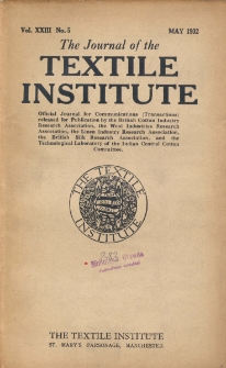 The Journal of the Textile Institute Vol. XXIII No. 5 (1932)