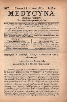 Medycyna : czasopismo tygodniowe dla lekarzy praktyków 1897, T.XXV, nr 7