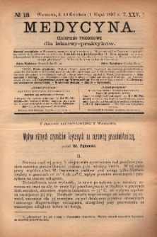 Medycyna : czasopismo tygodniowe dla lekarzy praktyków 1897, T.XXV, nr 18