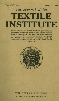 The Journal of the Textile Institute Vol. XXIV No. 3 (1933)