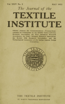 The Journal of the Textile Institute Vol. XXIV No. 5 (1933)
