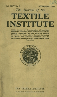 The Journal of the Textile Institute Vol. XXIV No. 9 (1933)