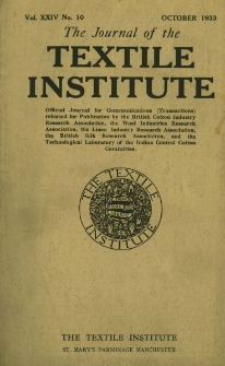 The Journal of the Textile Institute Vol. XXIV No. 10 (1933)