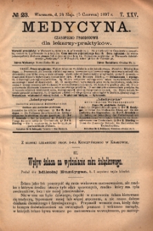 Medycyna : czasopismo tygodniowe dla lekarzy praktyków 1897, T.XXV, nr 23