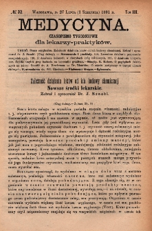 Medycyna : czasopismo tygodniowe dla lekarzy praktyków 1891, T. XIX, nr 32