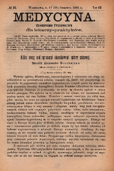 Medycyna : czasopismo tygodniowe dla lekarzy praktyków 1891, T. XIX, nr 35