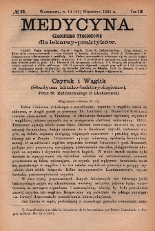 Medycyna : czasopismo tygodniowe dla lekarzy praktyk&oacute;w 1891, T. XIX, nr 39