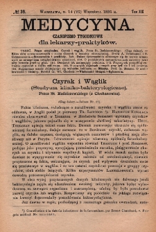 Medycyna : czasopismo tygodniowe dla lekarzy praktyków 1891, T. XIX, nr 39