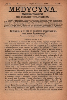 Medycyna : czasopismo tygodniowe dla lekarzy praktyk&oacute;w 1891, T. XIX, nr 48