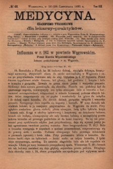 Medycyna : czasopismo tygodniowe dla lekarzy praktyków 1891, T. XIX, nr 48