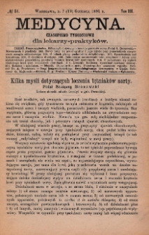 Medycyna : czasopismo tygodniowe dla lekarzy praktyk&oacute;w 1891, T. XIX, nr 51