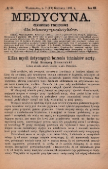 Medycyna : czasopismo tygodniowe dla lekarzy praktyków 1891, T. XIX, nr 51