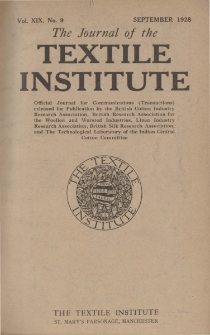 The Journal of the Textile Institute Vol. XIX No. 9 (1928)