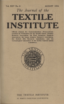 The Journal of the Textile Institute Vol. XXV No. 8 (1934)