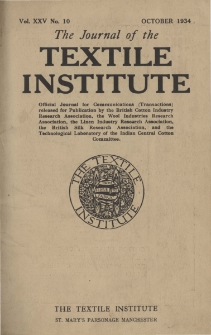 The Journal of the Textile Institute Vol. XXV No. 10 (1934)