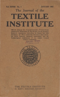 The Journal of the Textile Institute Vol. XXVIII No. 1 (1937)