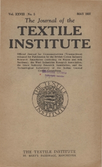 The Journal of the Textile Institute Vol. XXVIII No. 5 (1937)