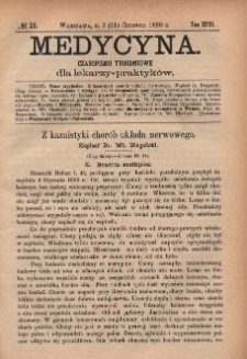 Medycyna : czasopismo tygodniowe dla lekarzy praktyków 1890, T. XVIII, nr 25