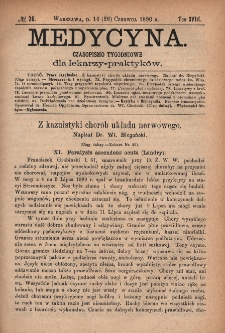 Medycyna : czasopismo tygodniowe dla lekarzy praktyków 1890, T. XVIII, nr 26