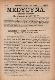 Medycyna : czasopismo tygodniowe dla lekarzy praktyków 1890, T. XVIII, nr 29