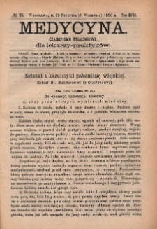 Medycyna : czasopismo tygodniowe dla lekarzy praktyków 1890, T. XVIII, nr 36